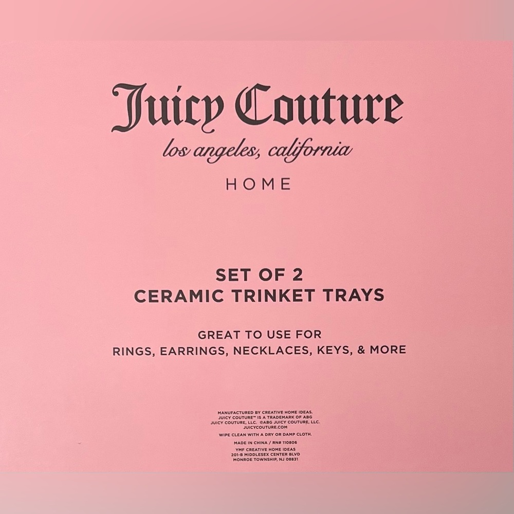 Juicy Couture Pink Ceramic Trinket Tray Set NIB - Picture 4 of 4